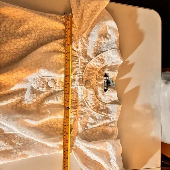 French Connection Blouse 4 Womens Semi Sheer Burnout Cottagecore Top Twee - Picture 8 of 9